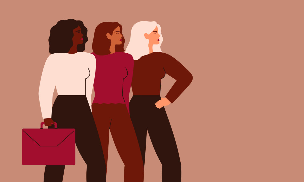 An illustration of three diverse businesswomen