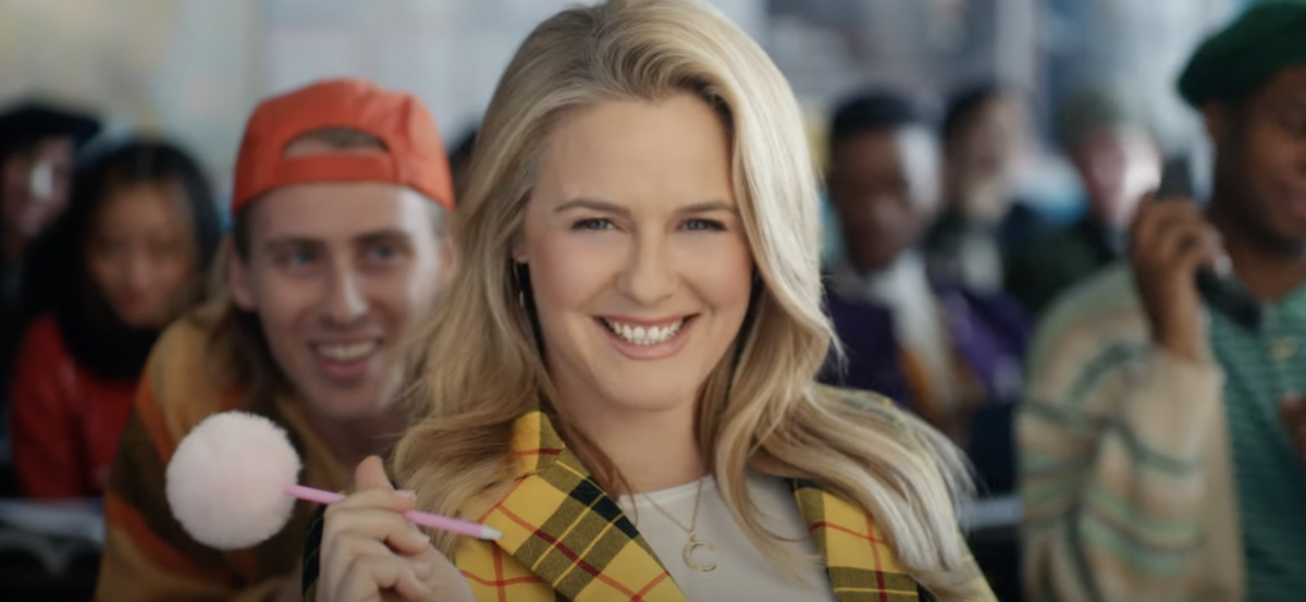 Alicia Silverstone dressed as Cher in Rakuten's 2023 Super Bowl commercial